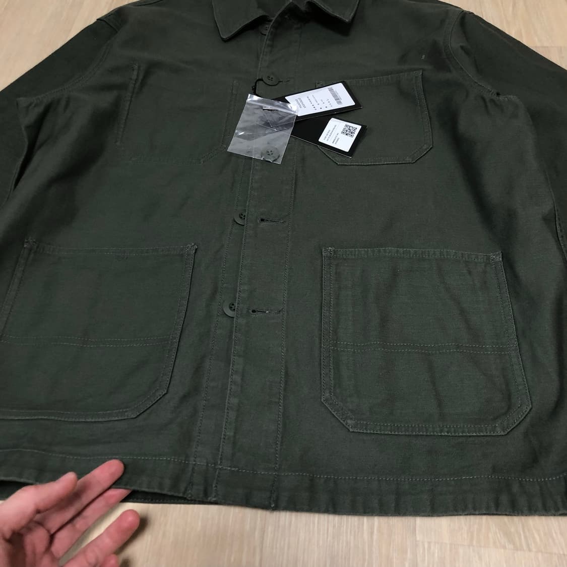 (M) 새상품 무탠다드 코튼 백사틴 초어 워크 자켓 카키 올리브 상품이미지7