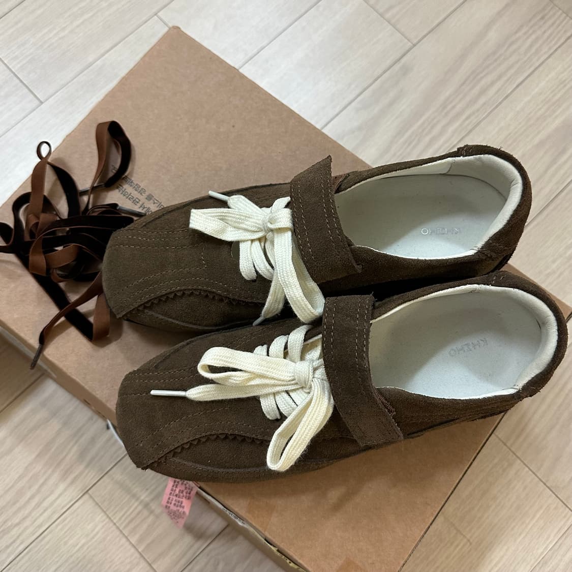 KHIHO 기호 핑킹 메리제인 스니커즈 브라운 (벨벳스트랩 추가)  사이 상품이미지7