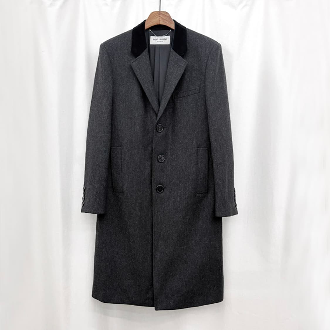 생로랑 14FW 벨벳라펠 체스터 필드 코트 상품이미지1