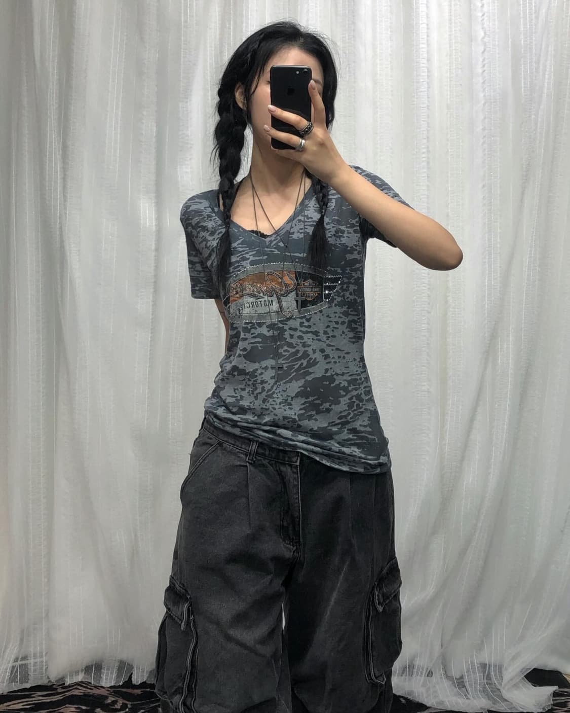 할리데이비슨 그레이 카모 티셔츠 상품이미지3