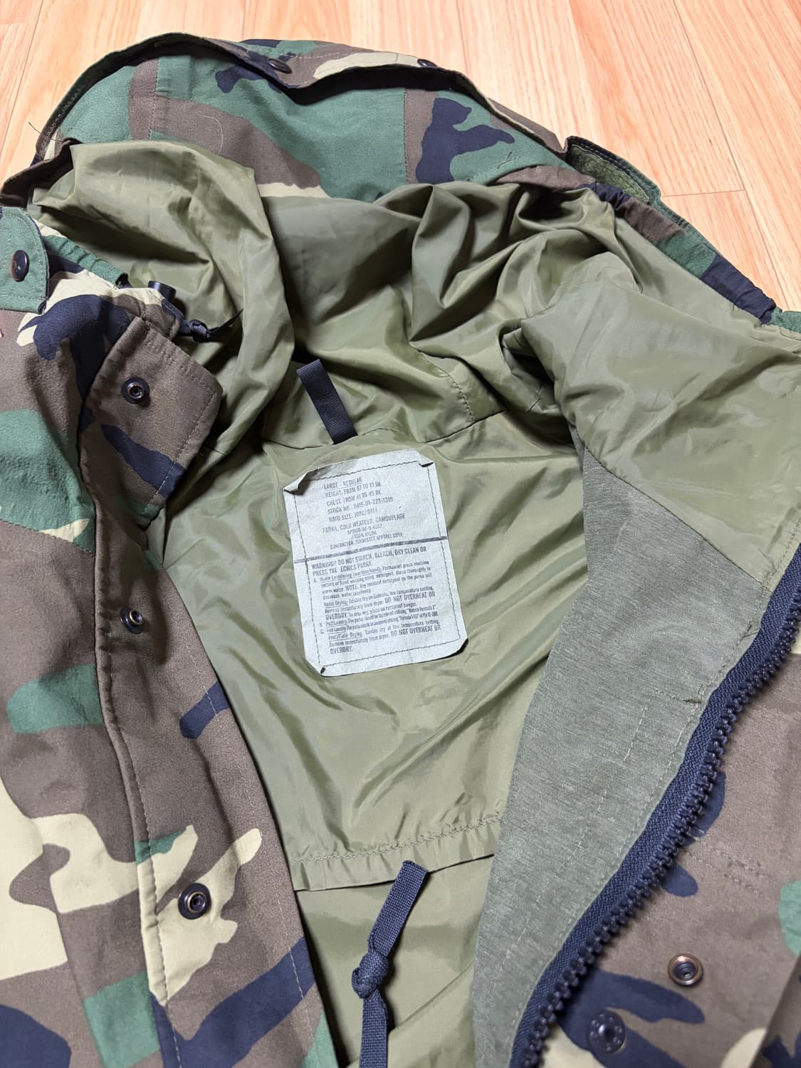 [L-R] 미군 ECWCS 우드랜드 고어텍스 파카 라지 상품이미지3