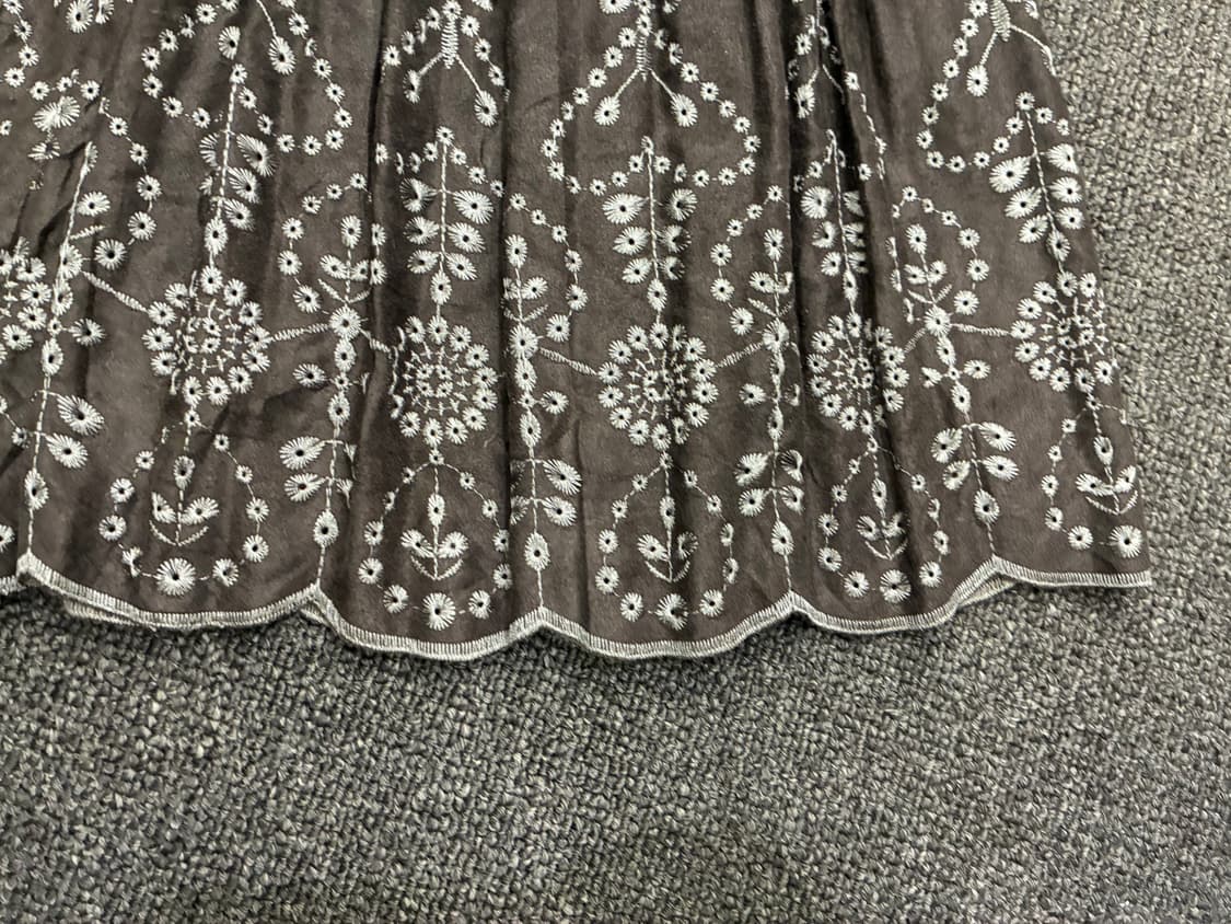 M)Japanese vintage 여성 꽃자수 미디 플리츠 스커트 상품이미지5