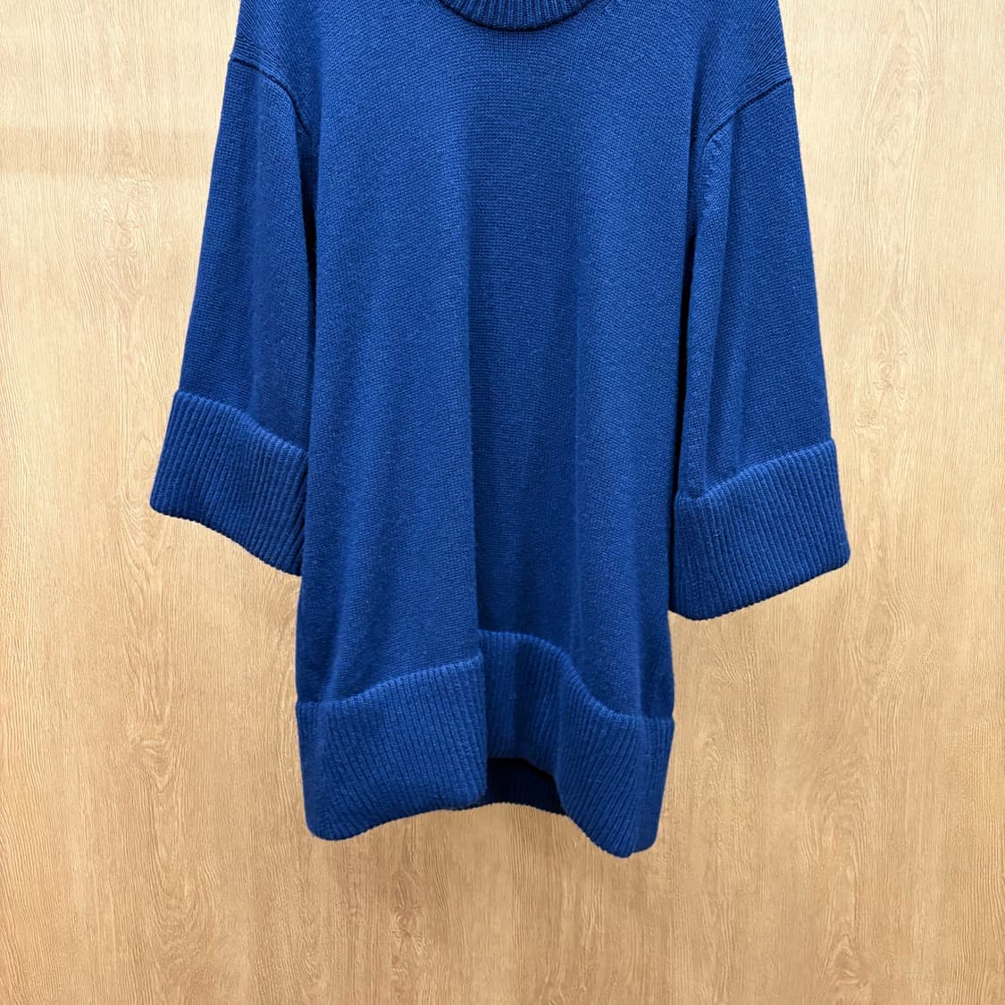 버버리 런던 라운드넥 울 캐시미어 혼방 롱 니트 숄더 버튼 디테일 네이비 상품이미지5