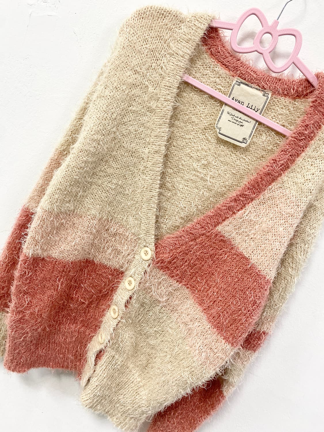[AVAN LILY] 폭닥 로걀 핑크 아이보리 가디건 상품이미지7