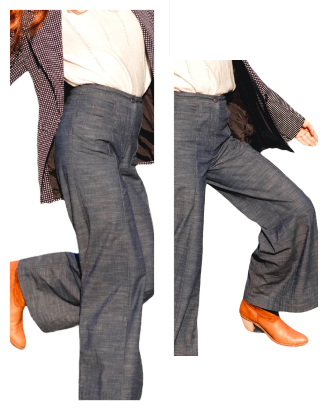 샤넬 2003ss 샴브레이 벨보텀 팬츠 상품이미지7