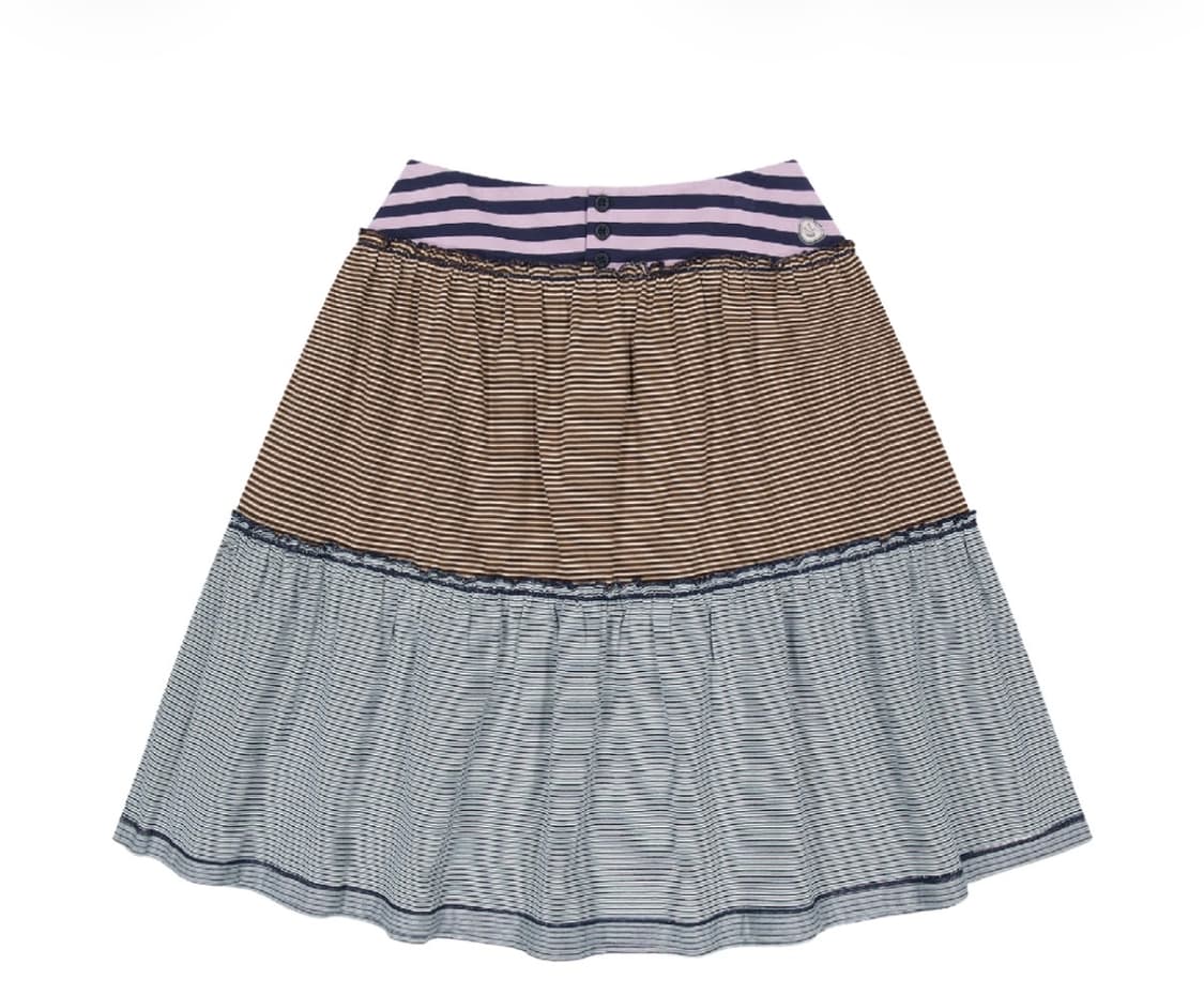 코이세이오 컬러드 스트라이프 미디 스커트 퍼플 상품이미지1