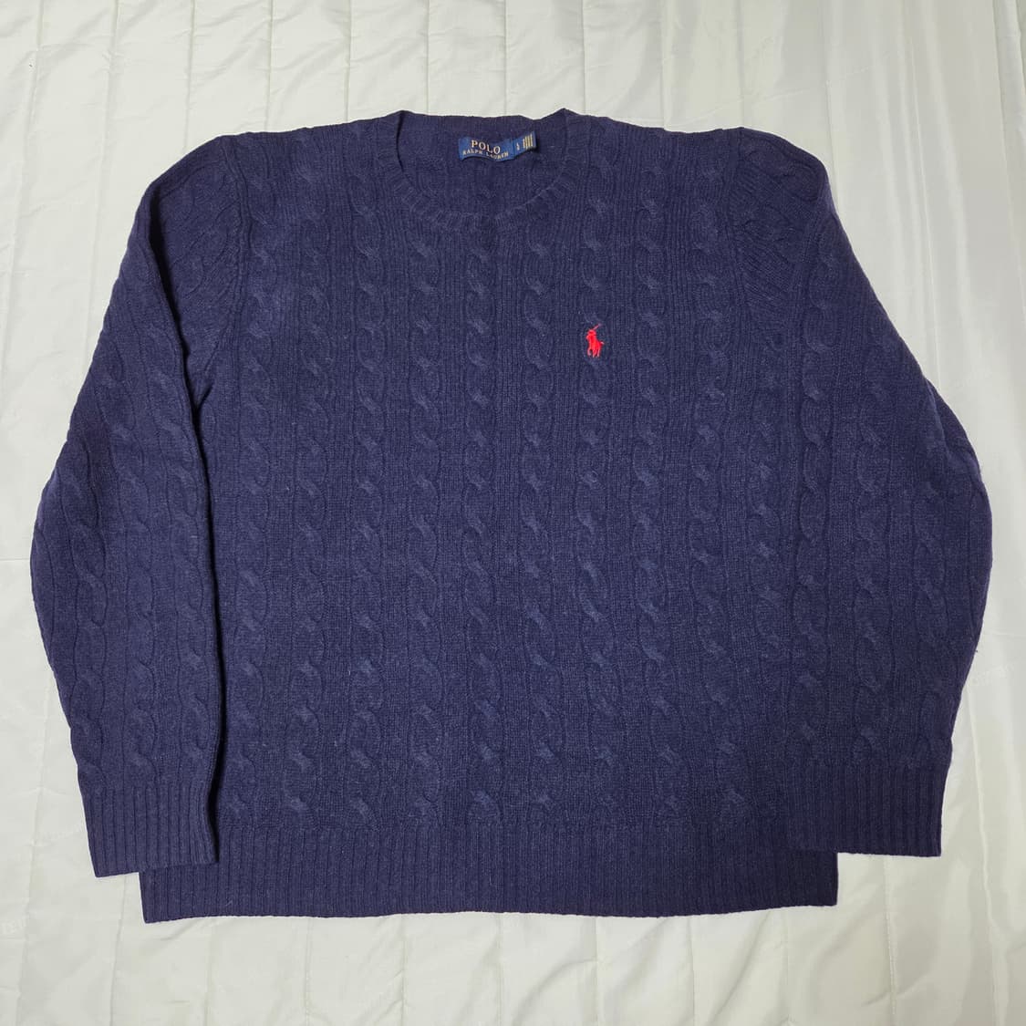 [L]폴로 울캐시미어 꽈배기니트 네이비 2회착 상품이미지1