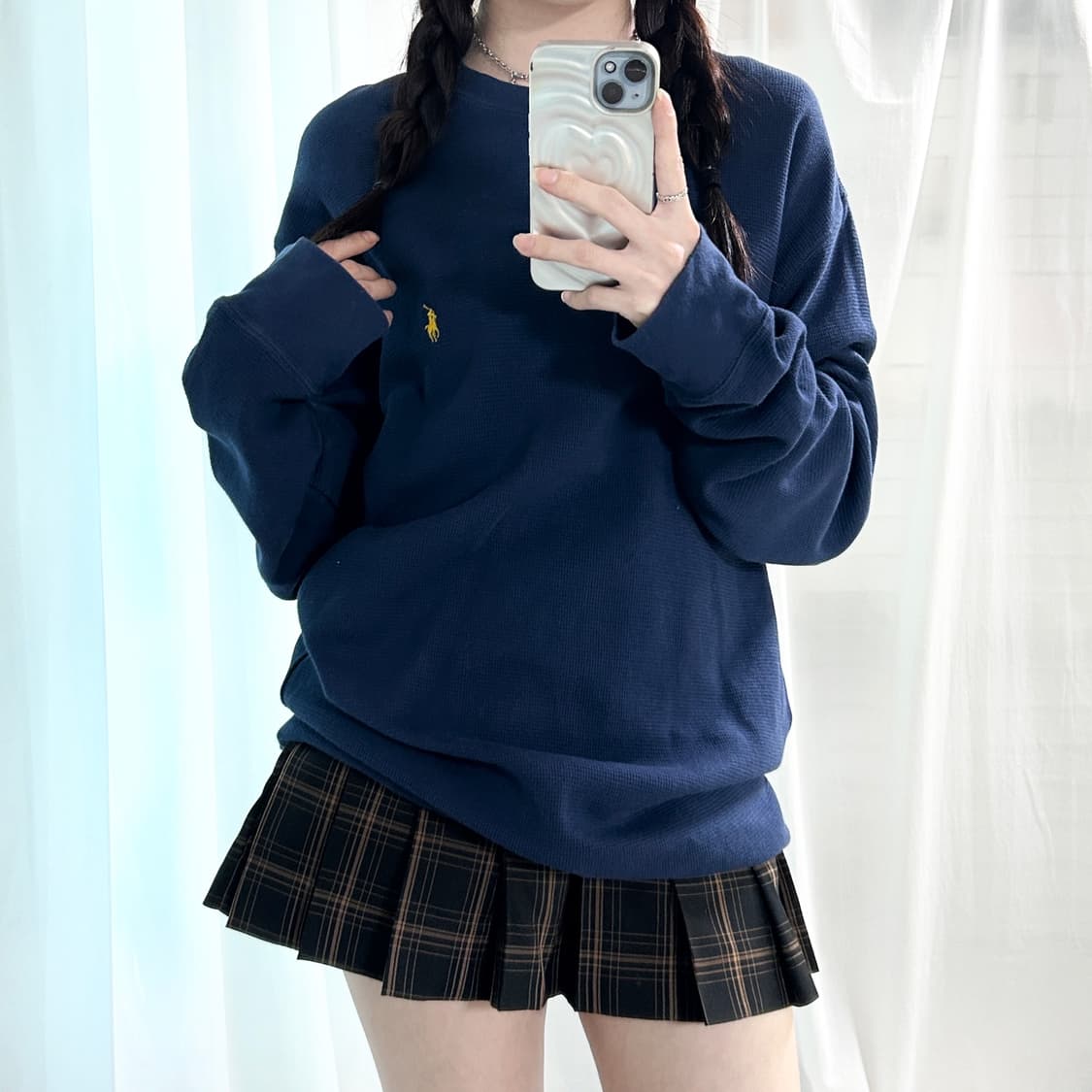 폴로 옐로우포니 네이비 와플니트 상품이미지2