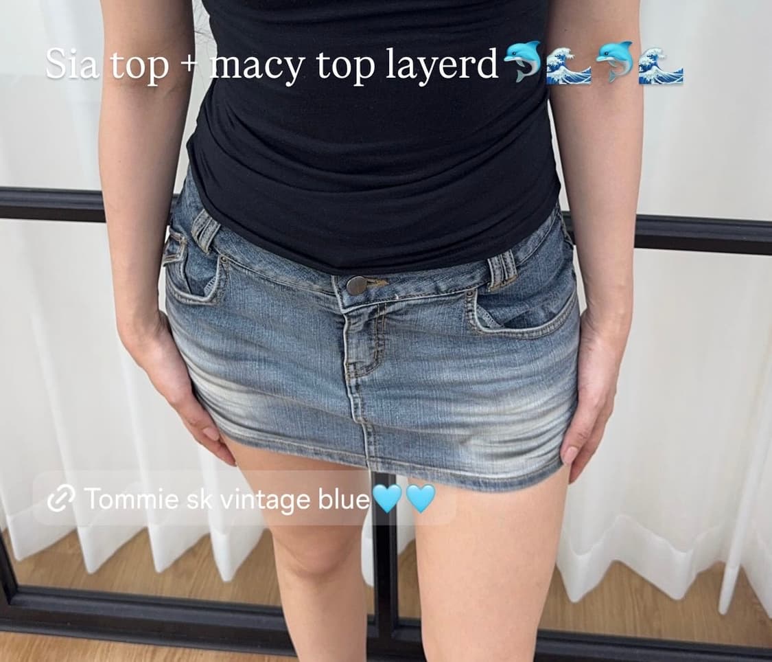 Tommie Button Denim skirt (Dirty Blue)  상품이미지3