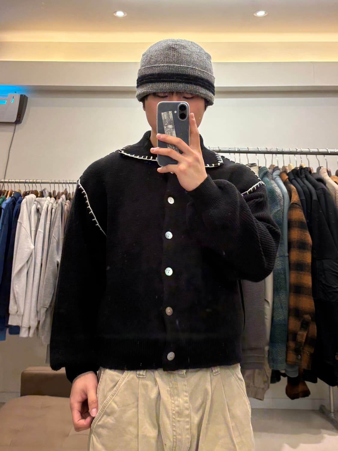 HARE 스티치 니트 가디건 상품이미지4