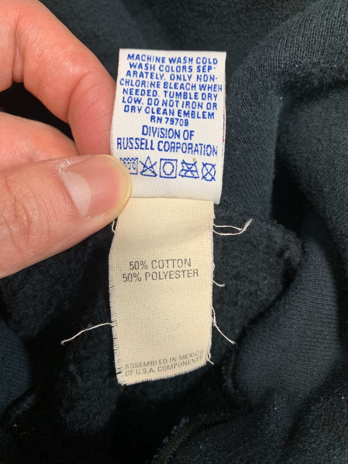 (XXL) 90s 러셀 애슬래틱 50/50 후드 블랙 상품이미지5