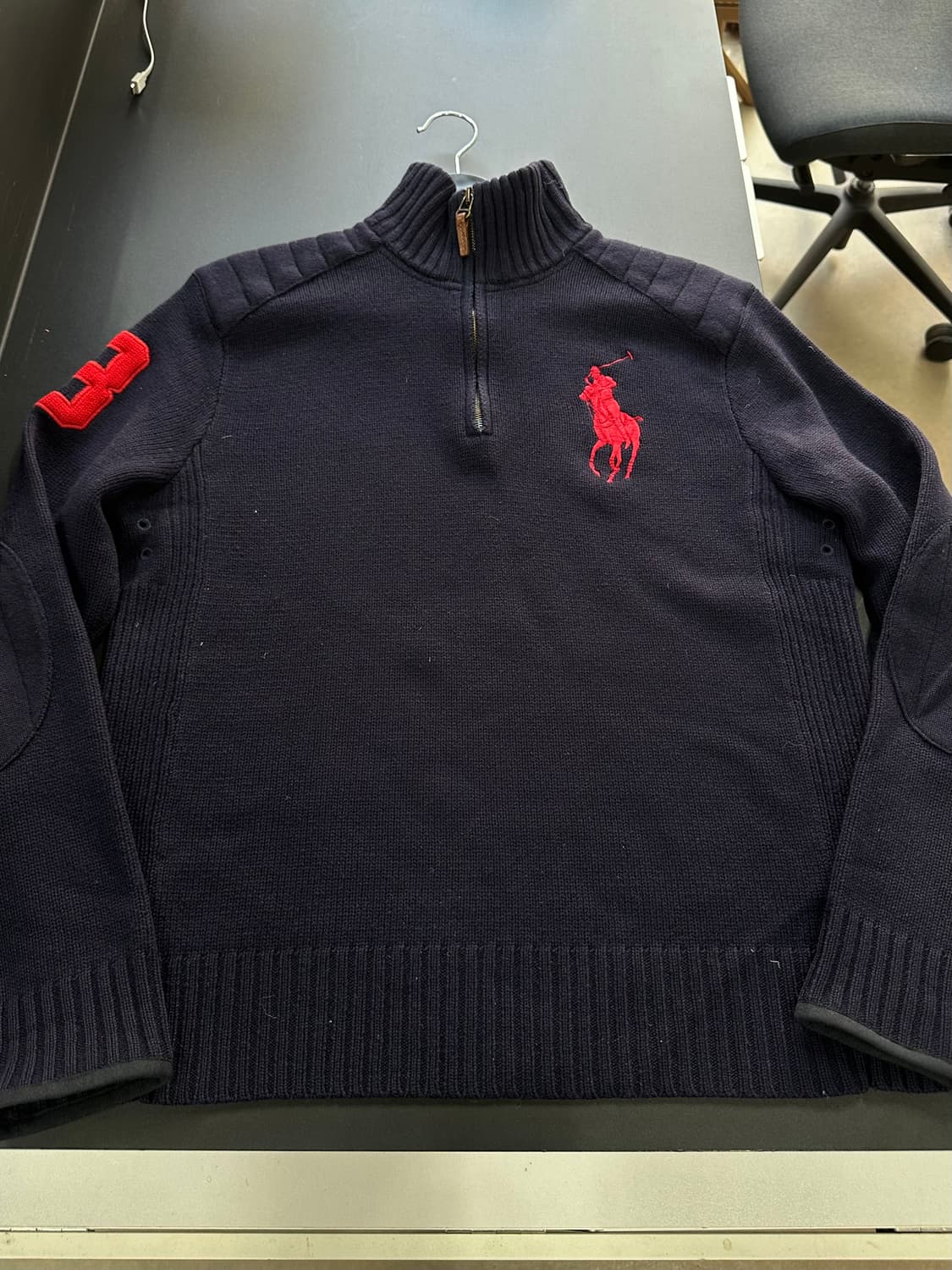 폴로랄프로렌 빅포니 넘버링 암패치 하프니트집업 상품이미지5