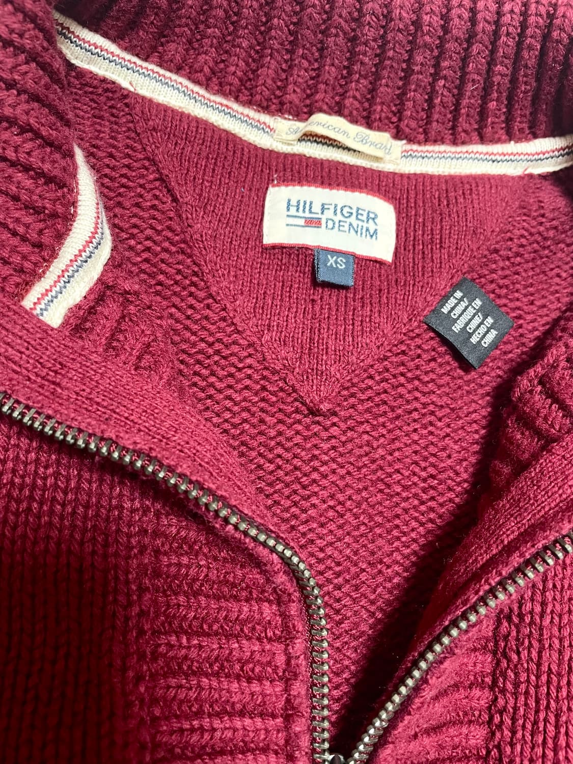 타미 빈티지 버건디 니트 집업 (xs) 상품이미지3
