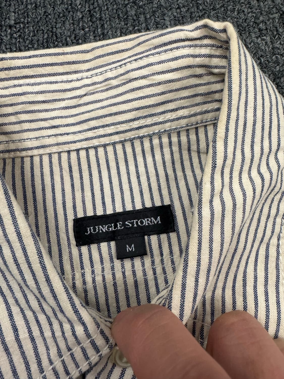 M)JUNGLE STORM 빈티지 패치워크 스트라이프 셔츠 상품이미지4