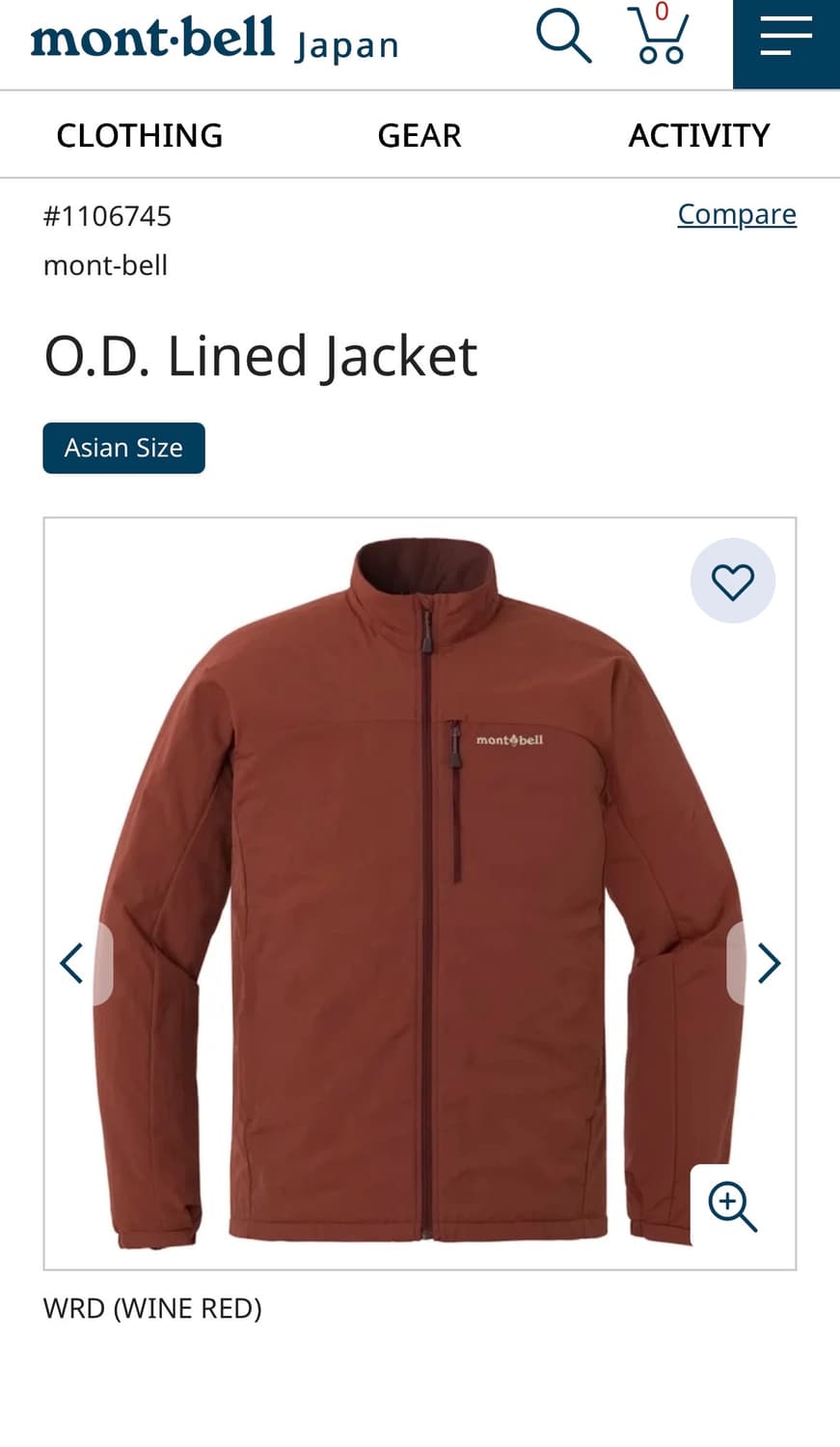 Montbell 오디 라인드 자켓 M 레드 와인 상품이미지3