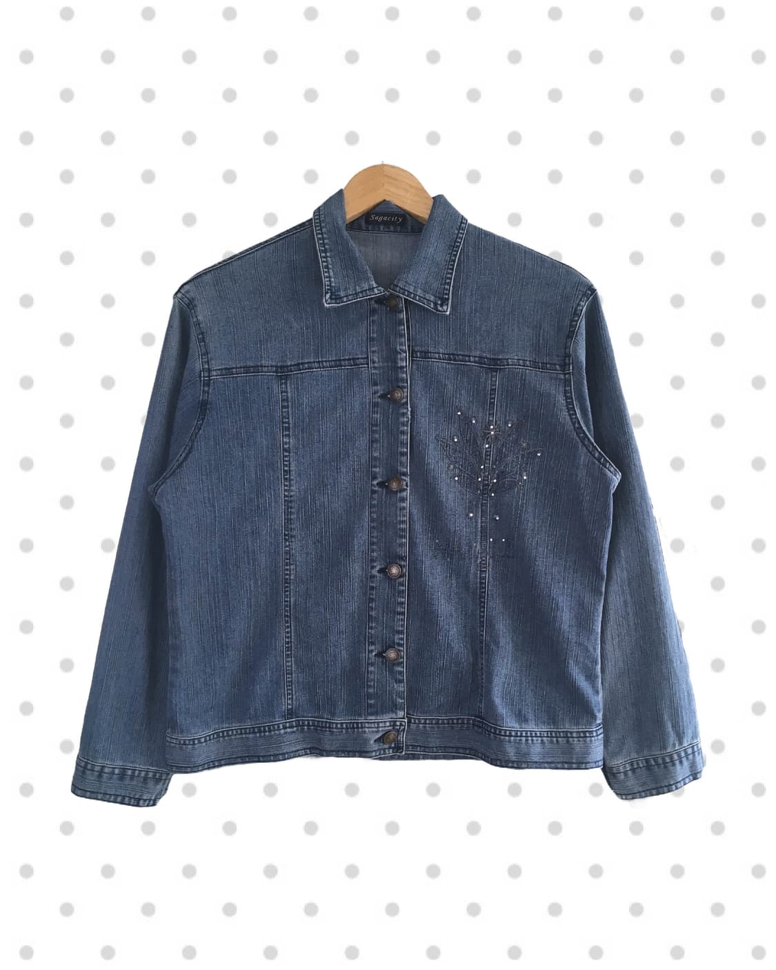 vintage cubic flower denim jacket blue 상품이미지5
