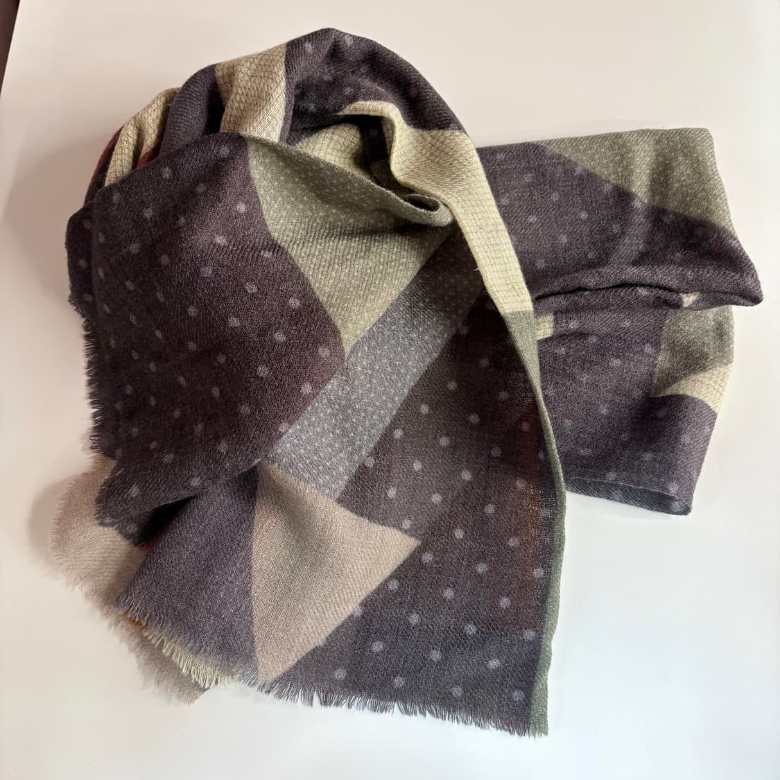 패치워크 패턴 도트 모리걸 히피 wool 머플러 (Made in INDI 상품이미지3