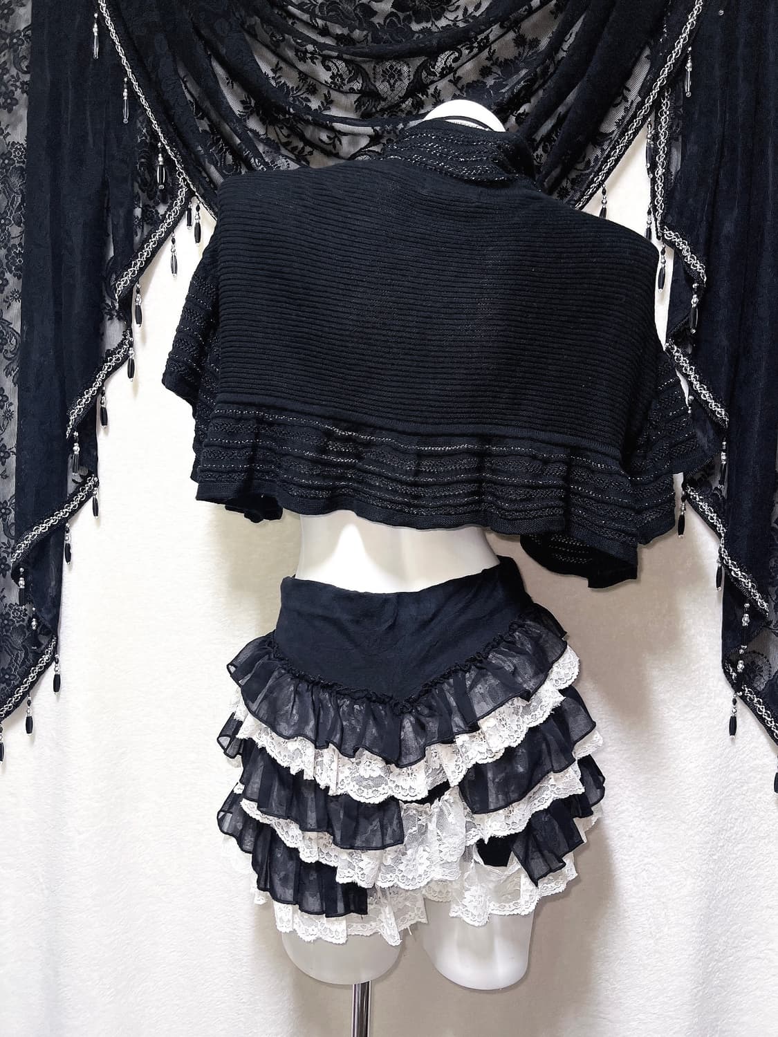 로맨틱고딕 고스 니트 프릴러플 숄 볼레로 가디건 다크페어리 그런지 핀터 상품이미지8