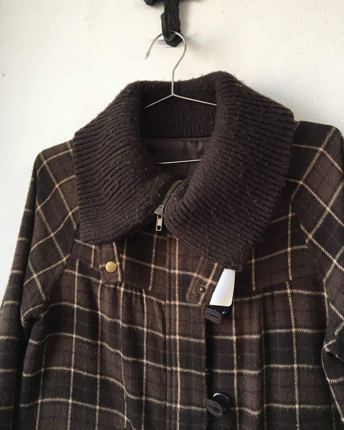 Thick neck point check pattern woolen ja 상품이미지4
