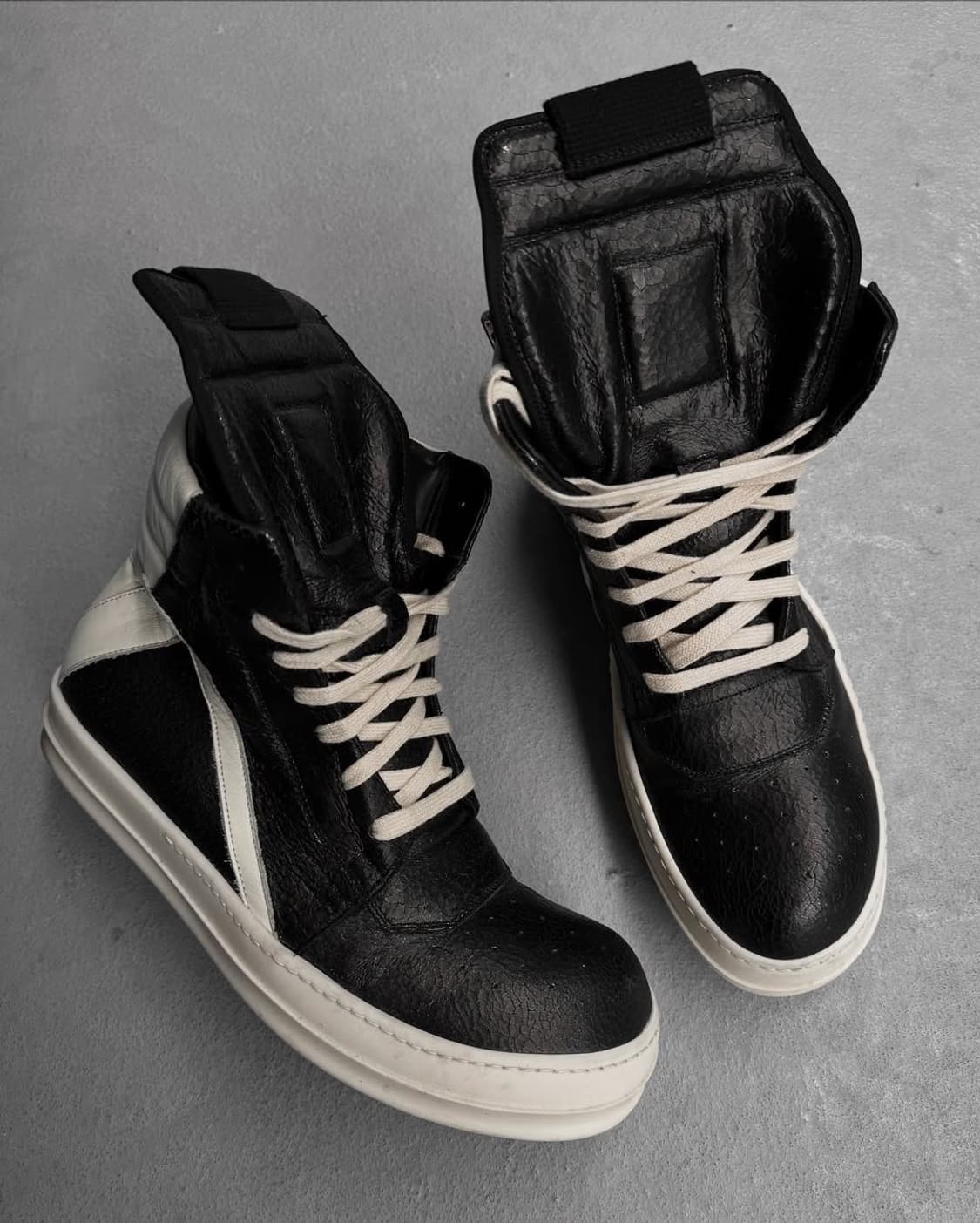 릭오웬스 16SS 지오바스켓 모노크롬 크랙 레더 메탈릭 상품이미지9