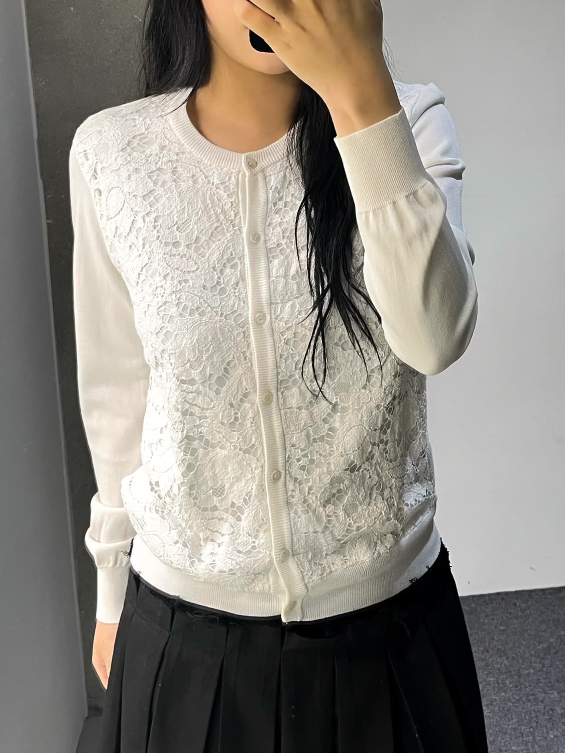 Trans Work 화이트 레이스 가디건 상품이미지2