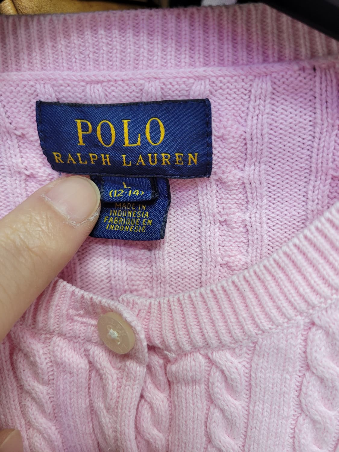 Polo 폴로 랄프로렌 꽈배기 가디건 핑크 상품이미지3