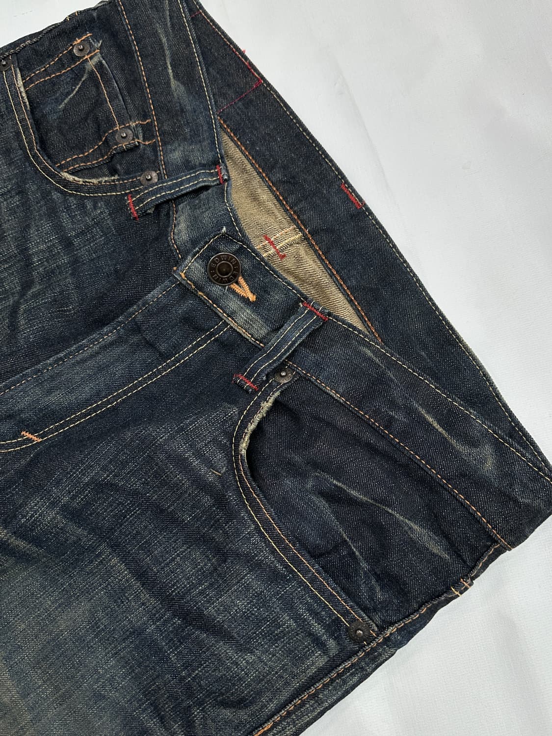 재팬 에드윈 워싱 빈티지 진청 보헤미안 펑크 와이드 데님 팬츠 상품이미지4