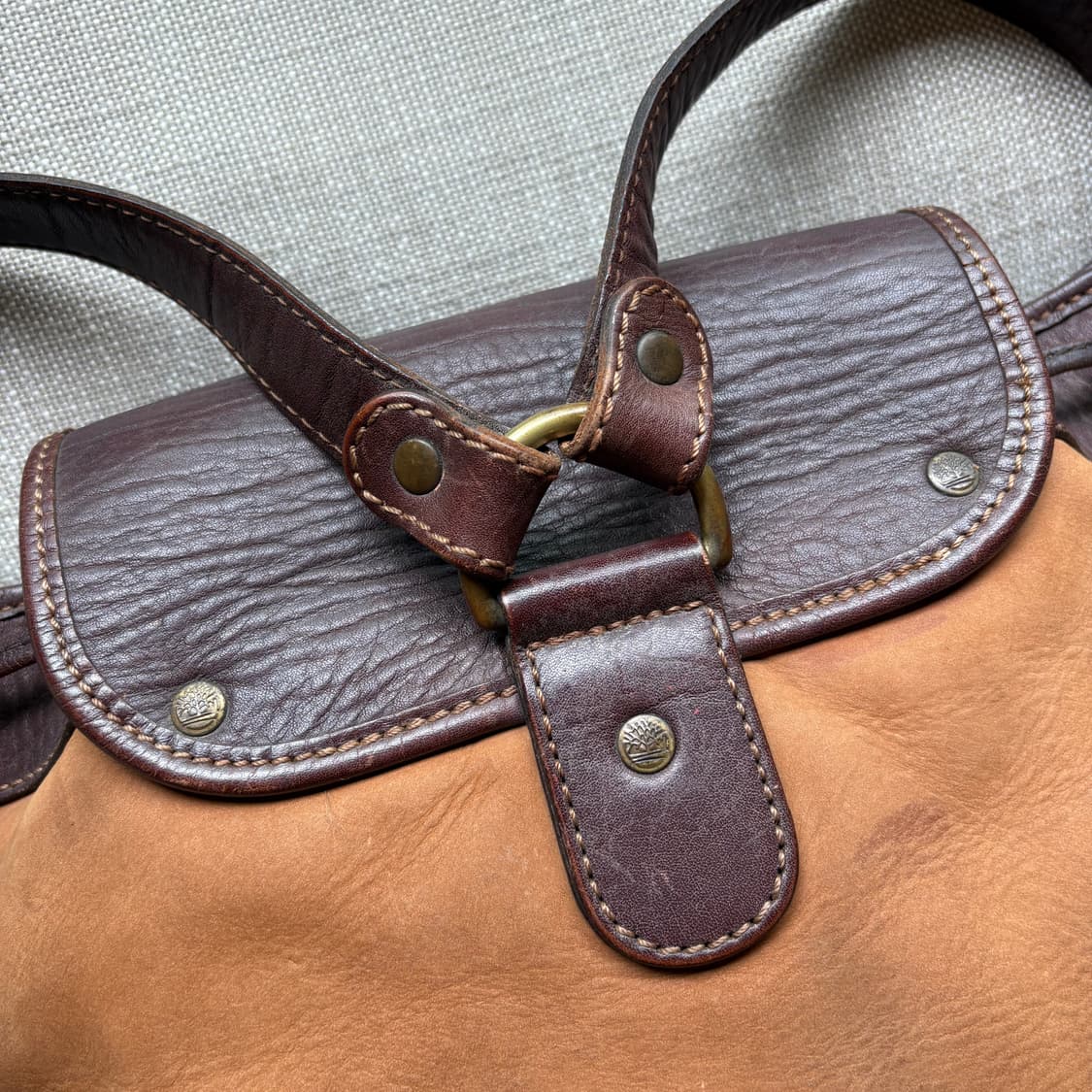 90s Timberland 카멜 브라운 레더 럭색 백팩 상품이미지9
