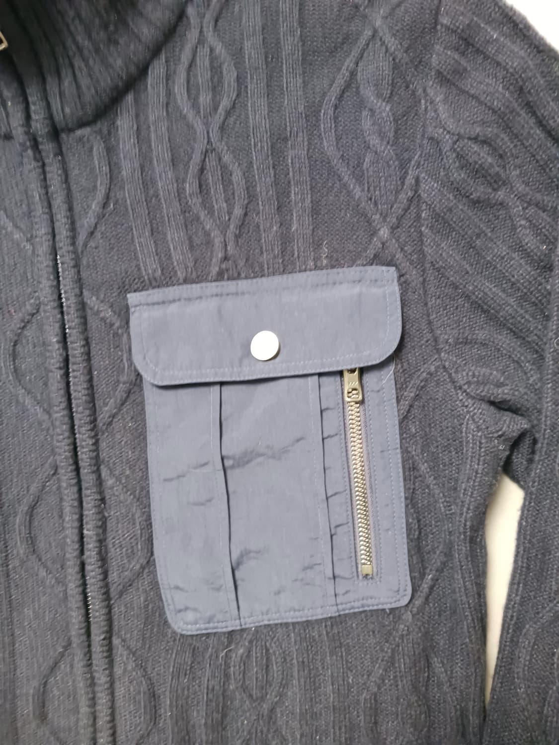 [프리] 아디다스 아디퓨어 네이비 케이블 울 니트 집업 상품이미지3