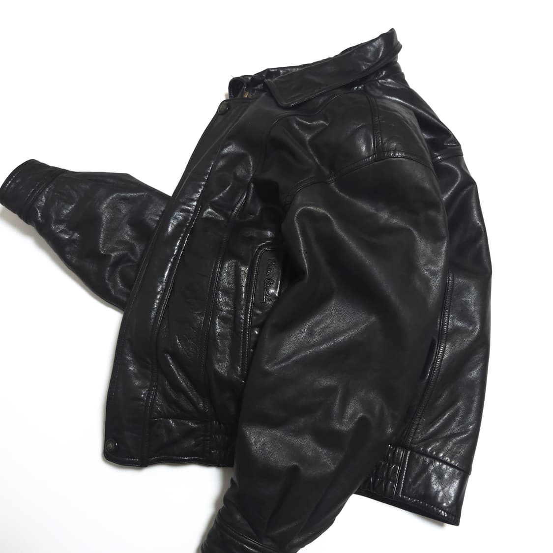 피에르가르뎅 90s 램 레더 봄버 자켓 블랙 상품이미지4