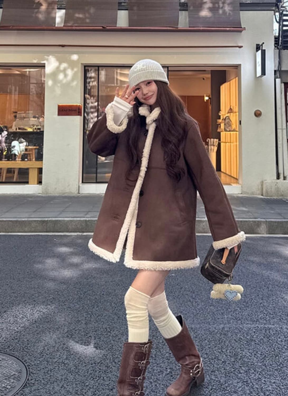 Marie 마리 하프 양털 무스탕 상품이미지1