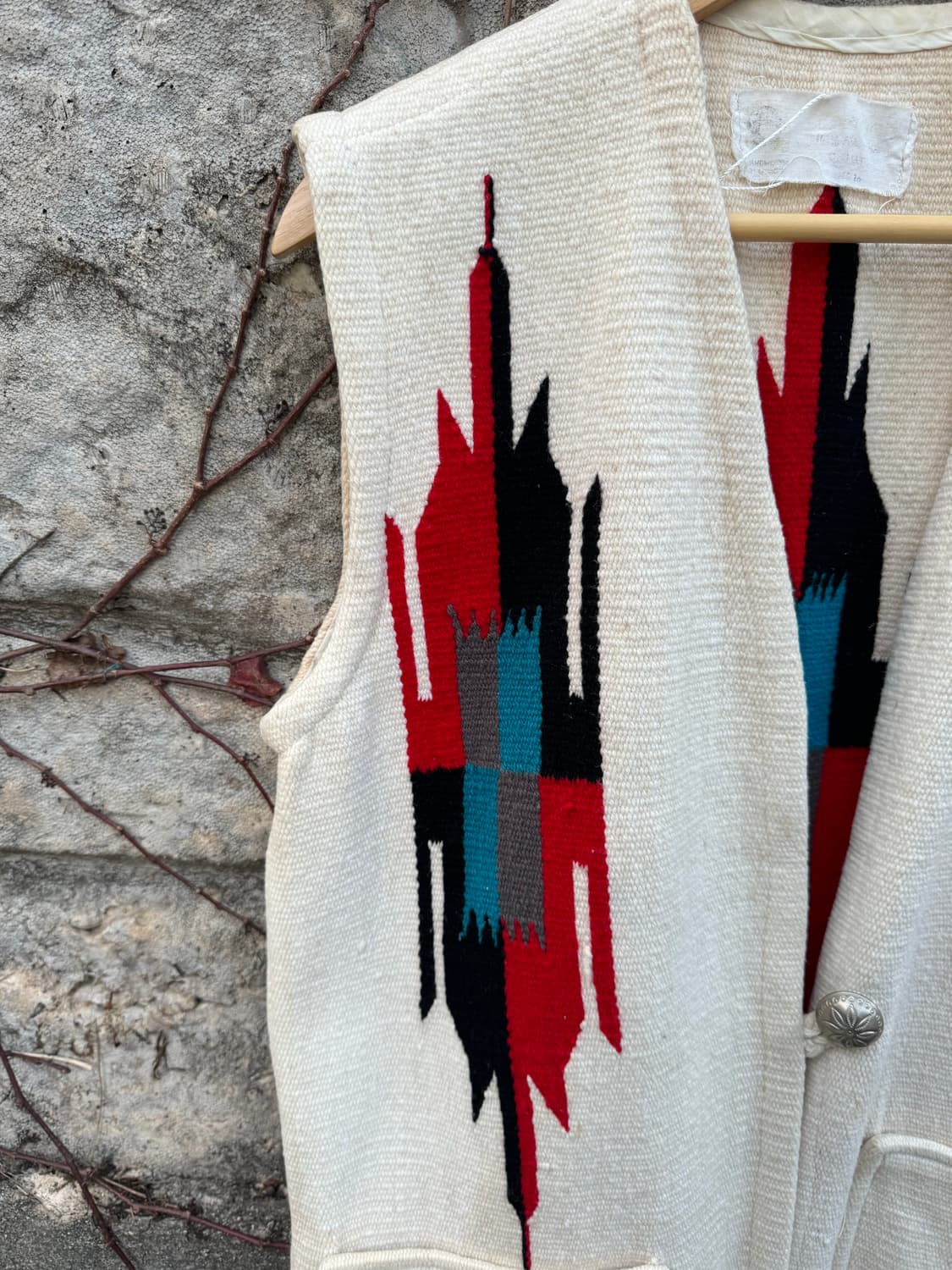 40s ~ 50s 빈티지 핸드 우븐 울 오르테가 치마요 베스트 센티넬라 상품이미지4