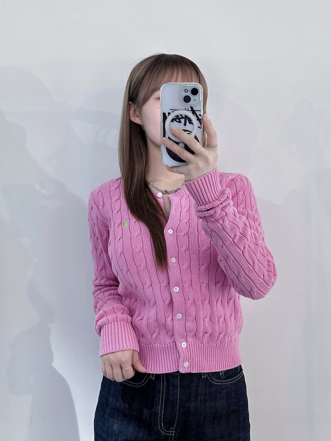 폴로랄프로렌 라임포니 핑크 케이블 가디건 상품이미지1