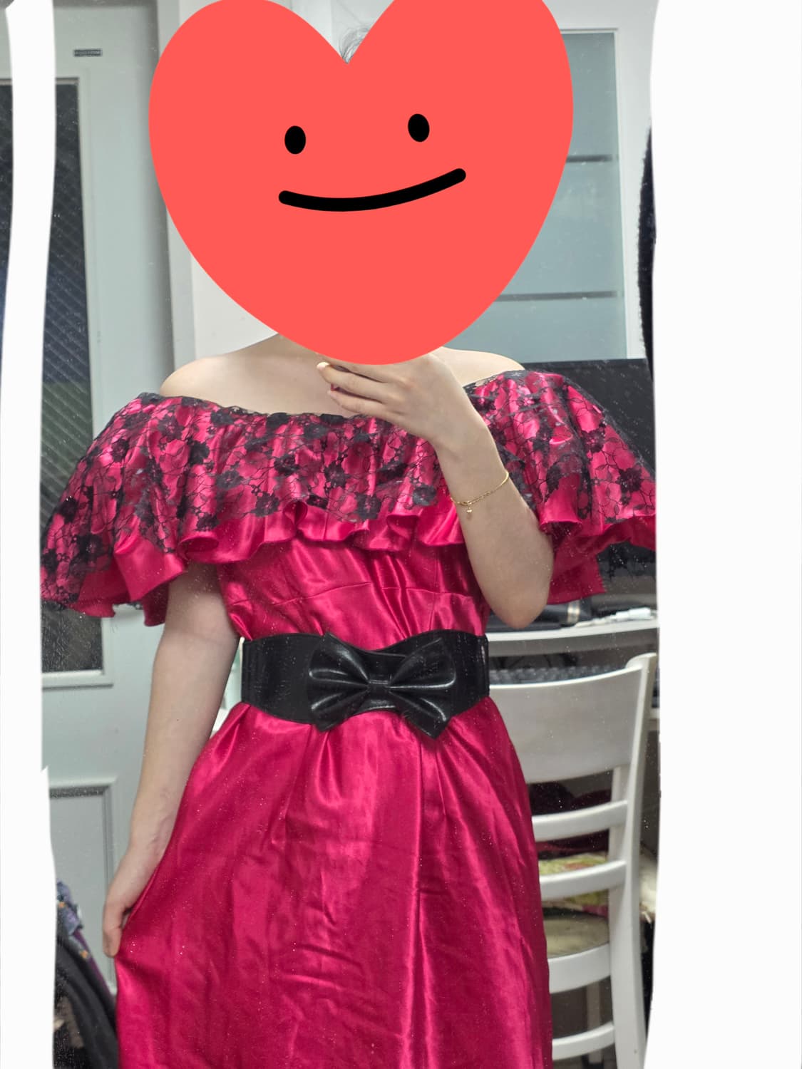 일본빈티지)오프숄더 레이스 새팅 캉캉 롱드레스 갸루파티댄스연주회시상식섹시 상품이미지3