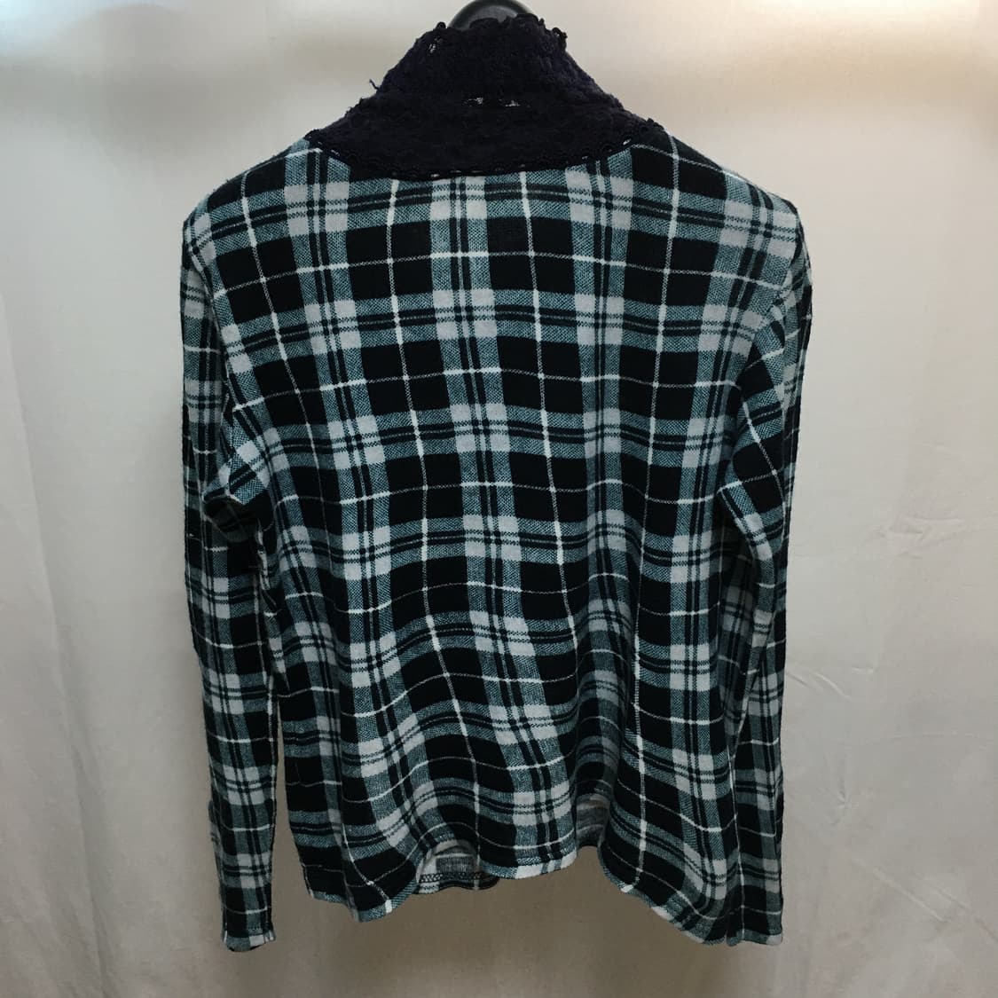 vintage check pattern lace top 상품이미지2