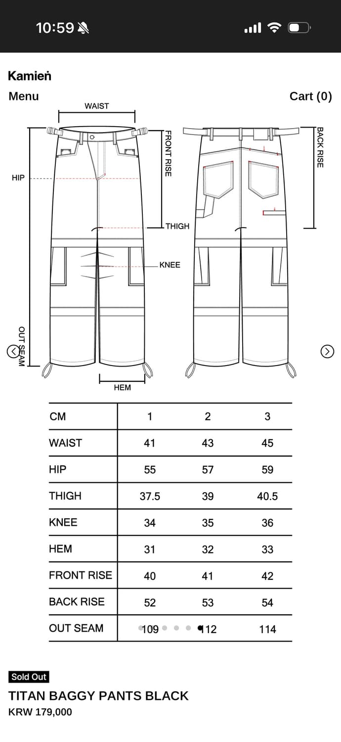 카미엔 타이탄 배기 팬츠 블랙 2사(시착) 상품이미지4