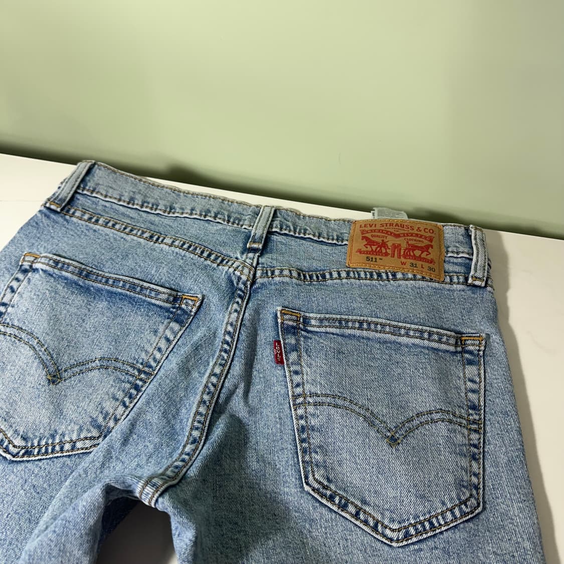 S-M 리바이스511 슬림핏 연청워시드 데님팬츠 청바지 상품이미지7