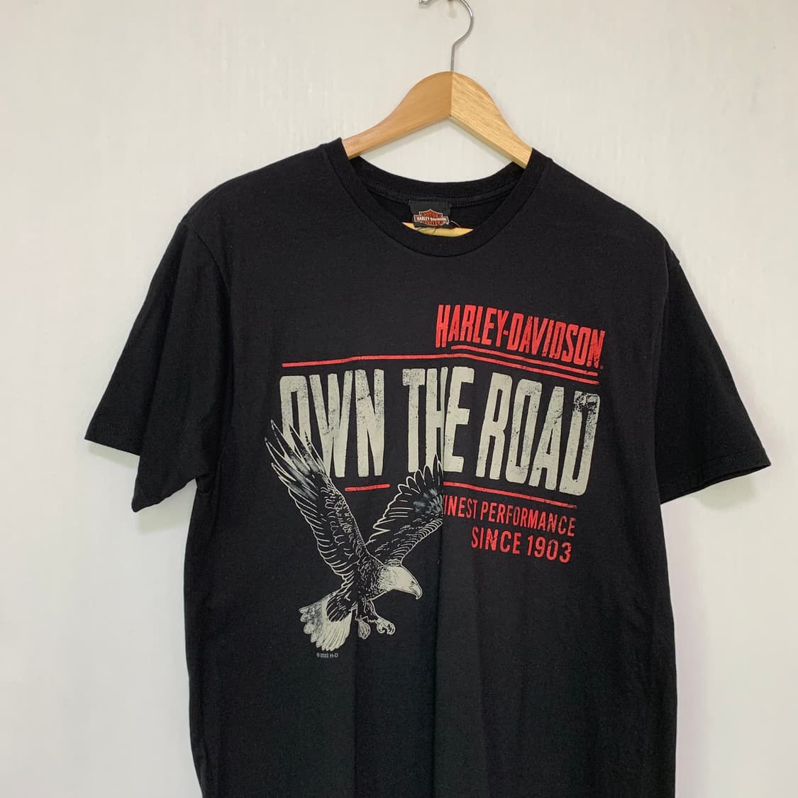 할리데이비슨 블랙 반팔 티셔츠 빈티지 레터링 이글 프린팅 남성 L 상품이미지3