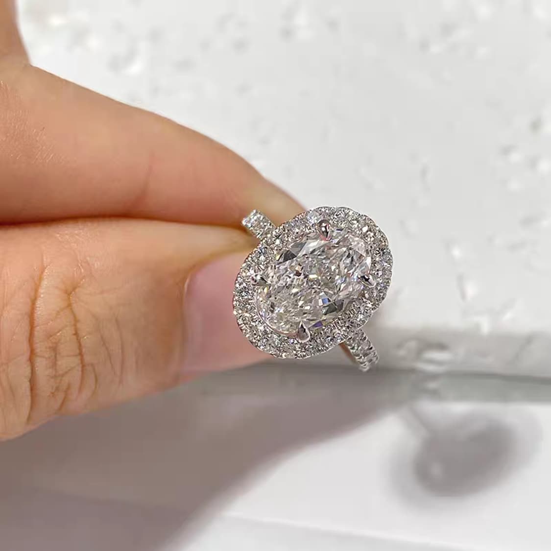 Oceanora 랩 그로운 다이아몬드 PT950 여성용 웨딩 반지 상품이미지2