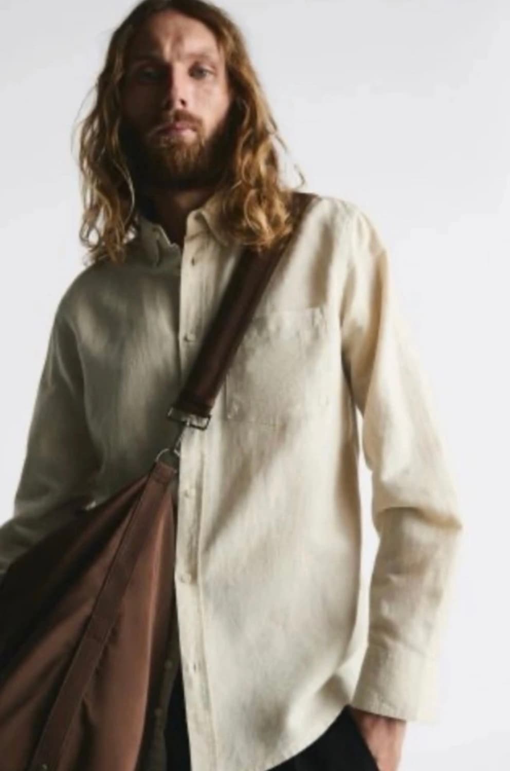 (Zara) 자라 남성 소프트 볼링백 (브라운) 상품이미지6