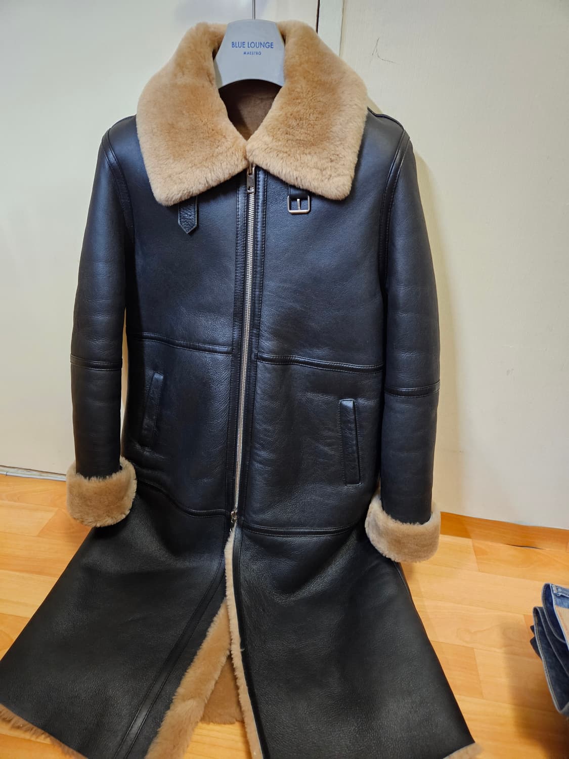 55사이즈 새상품) 100% 진짜 양가죽 무스탕 코트 상품이미지1