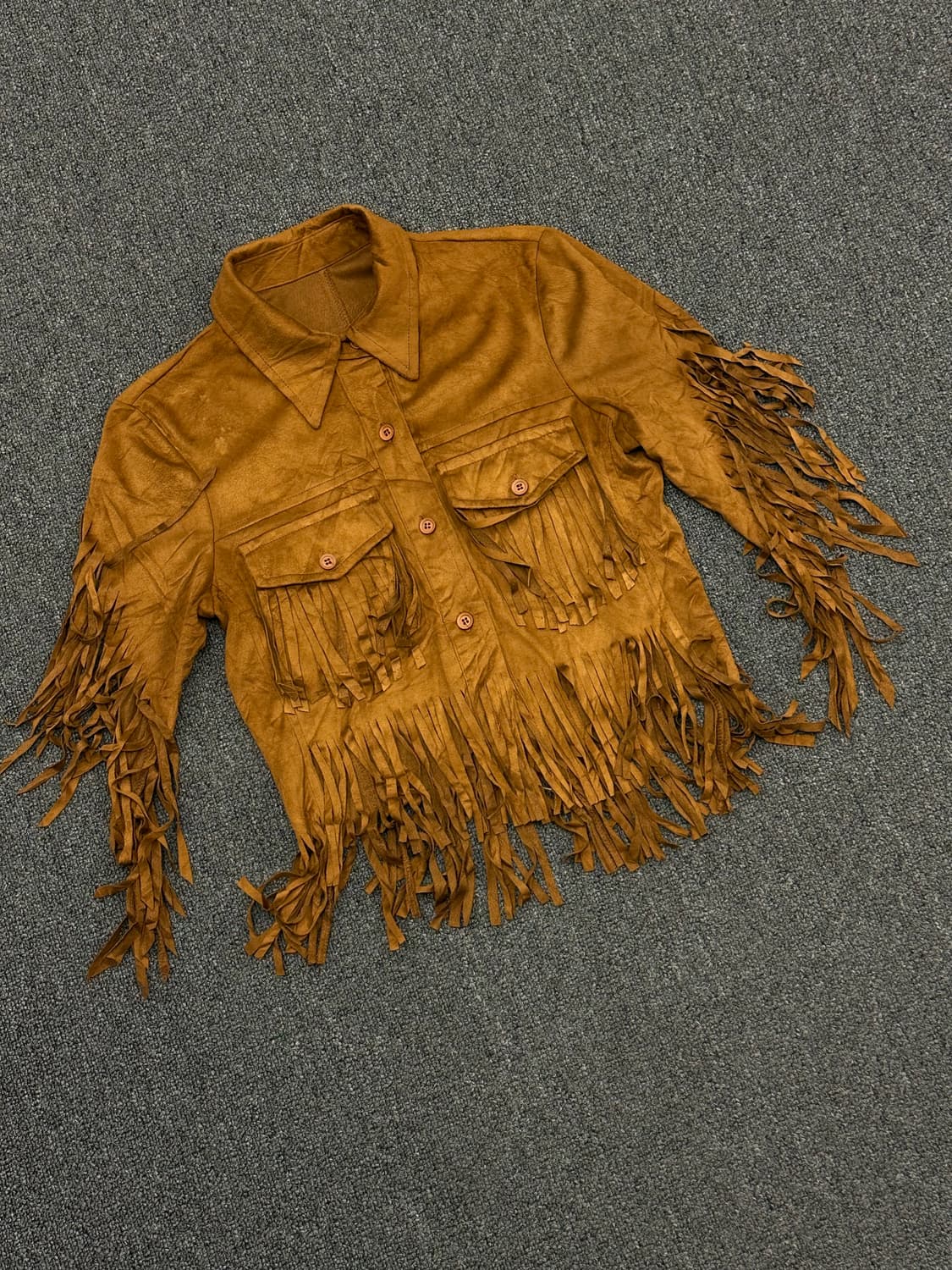 OS)American vintage 스웨이드 여성 프린지 셔츠자켓 상품이미지1