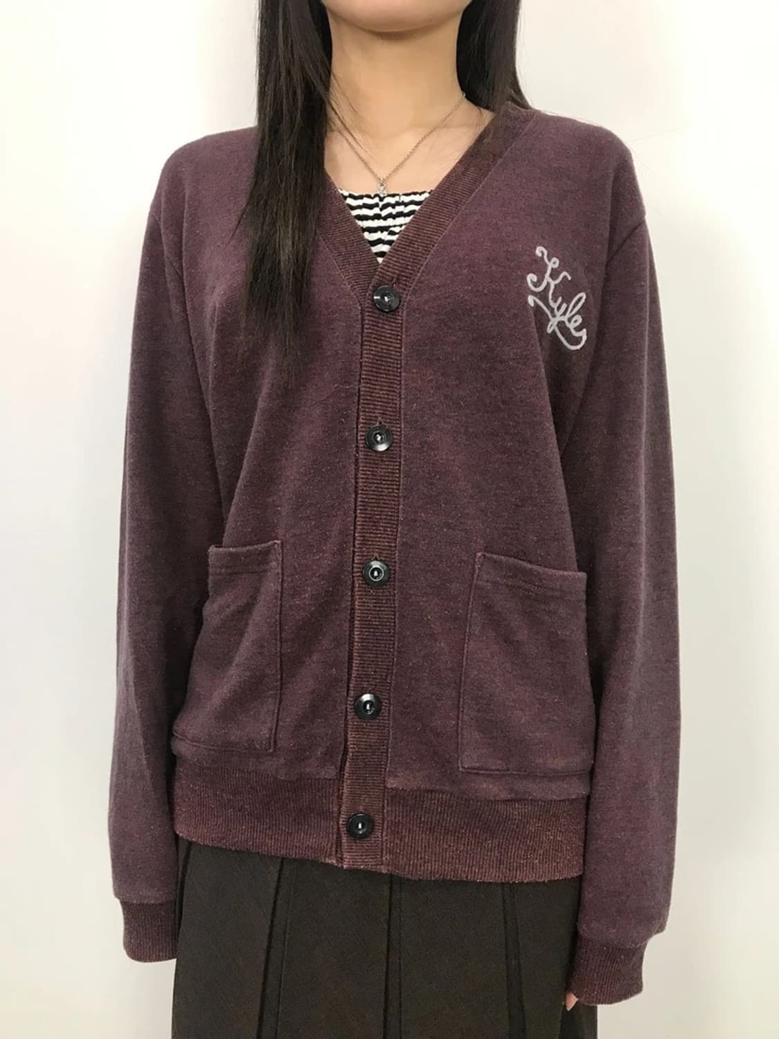BEAMS HEART Burgundy Knit Cardigan 상품이미지3