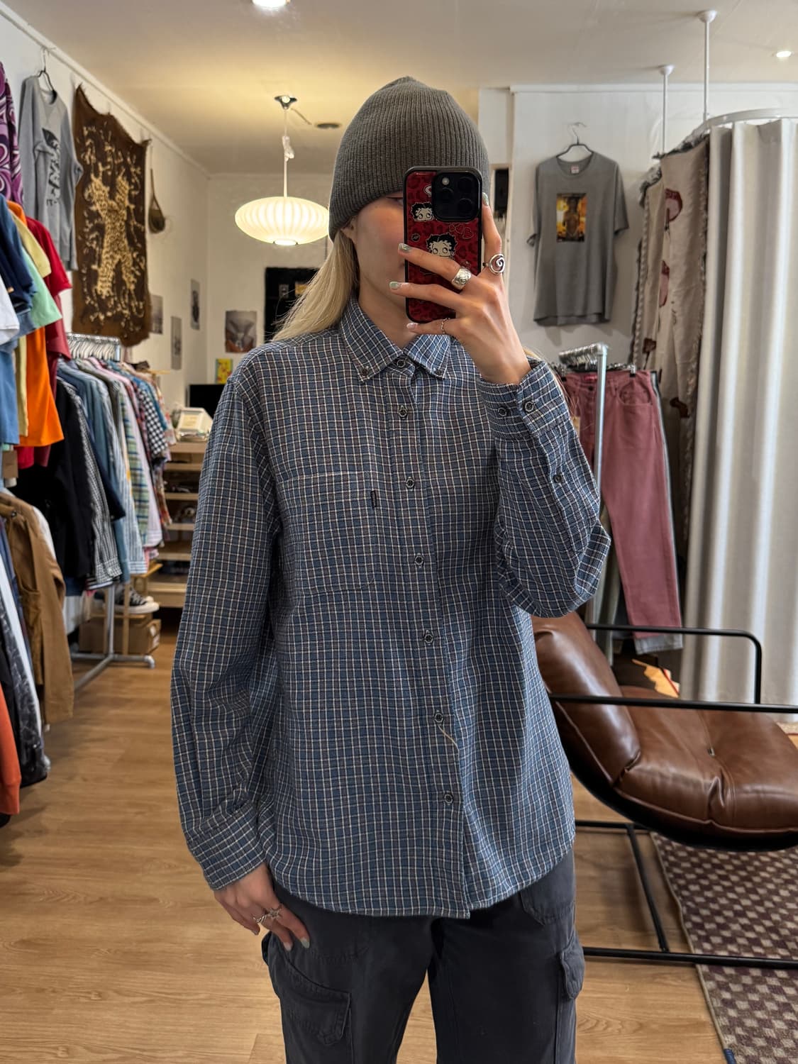 Golden bear 골든베어 블루 체크 셔츠 상품이미지1