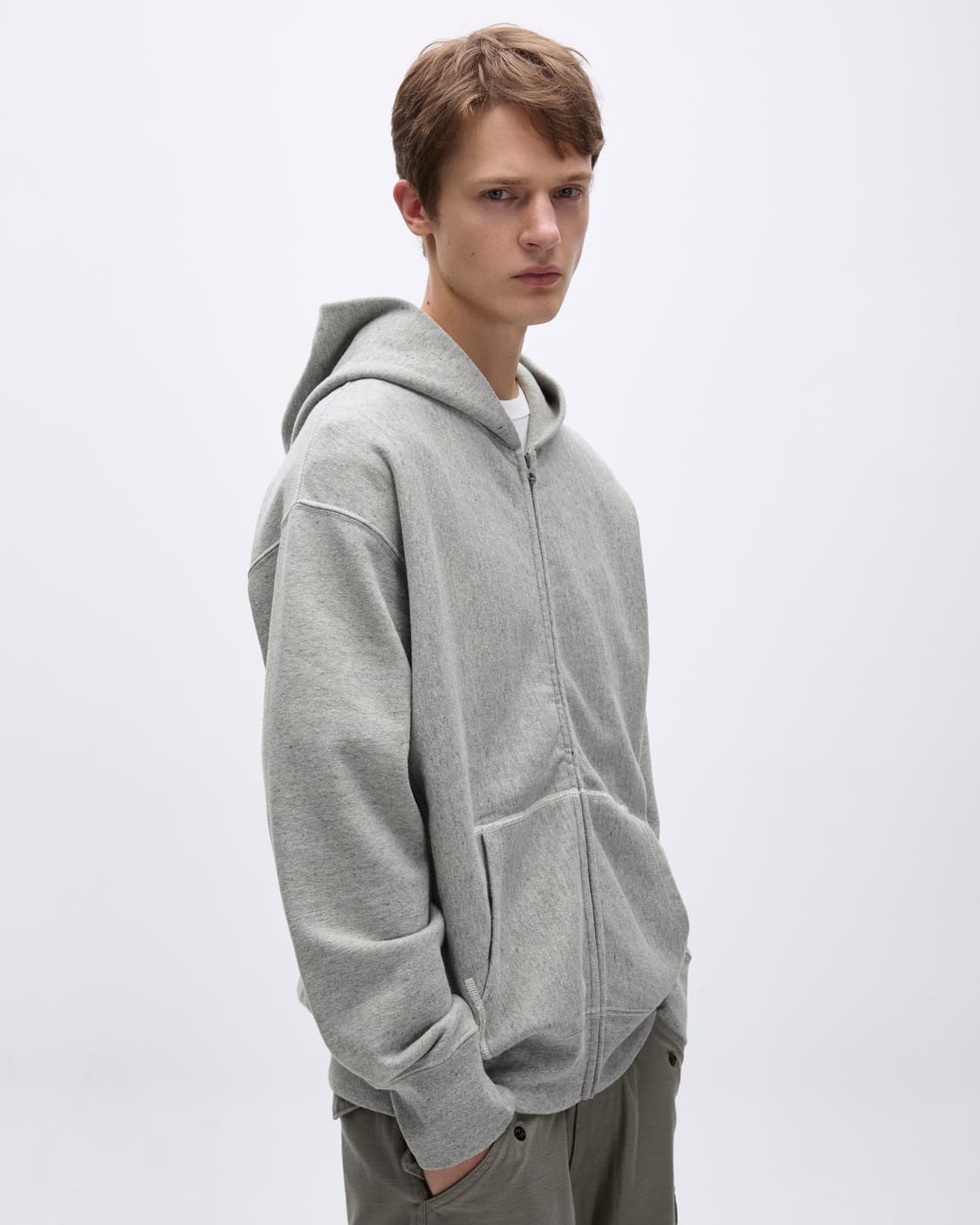 카키스 풀집업 후드 그레이 라지 상품이미지3