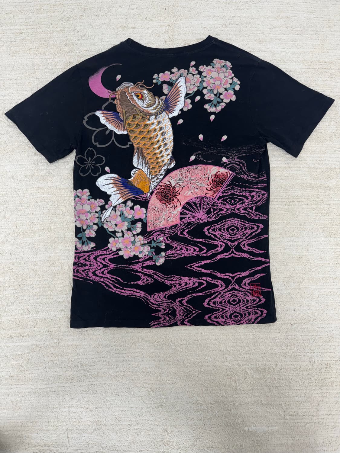 •Japanese Vintage잉어 & 사쿠라 그래픽 반팔 티셔츠 상품이미지2