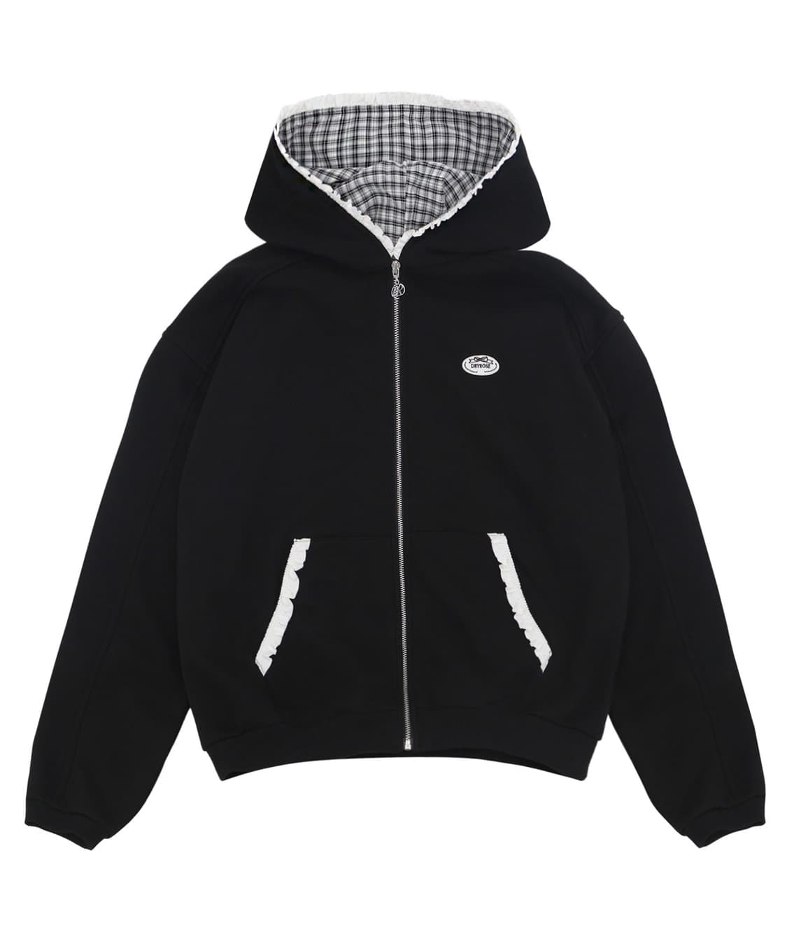 드라이로즈 빅리본 후디 후드집업 블랙 상품이미지1