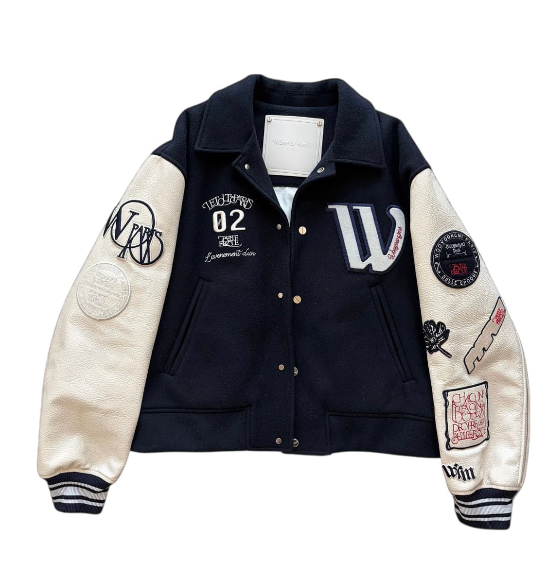 [정품] 우영미 22FW 멀티 패치 바시티 자켓 (Navy) 105 상품이미지1