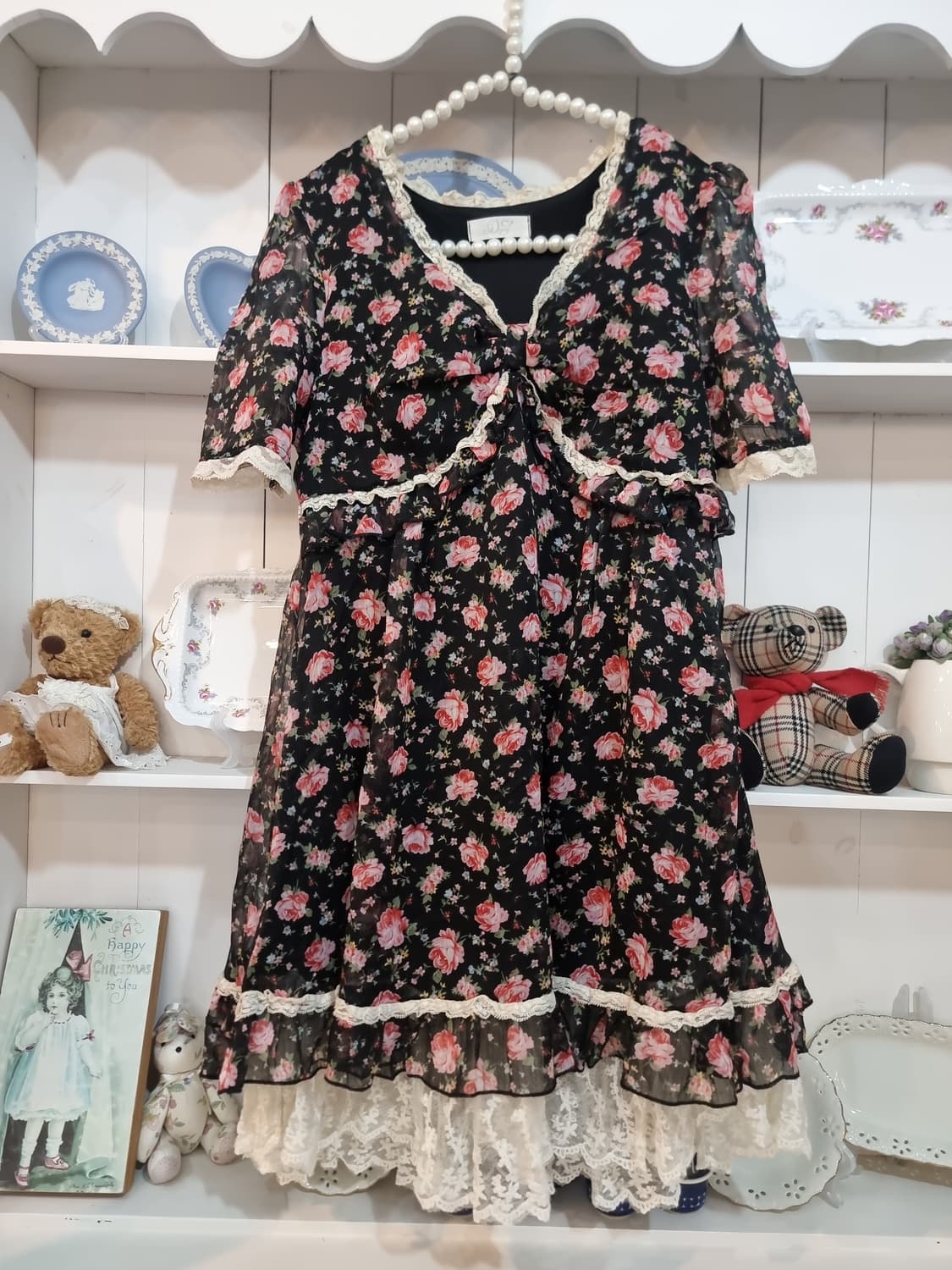 (디어리) 로즈 쉬폰 레이스 레이어드 원피스 상품이미지2