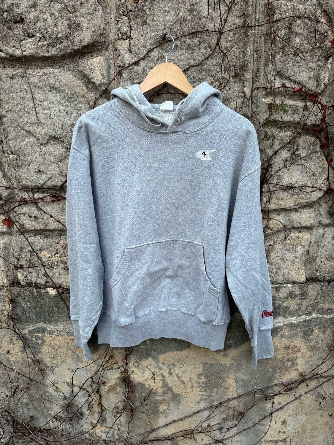 Rawlings 일본 빈티지 와플 플레인 후드티 그레이 후드 후디 l 상품이미지1